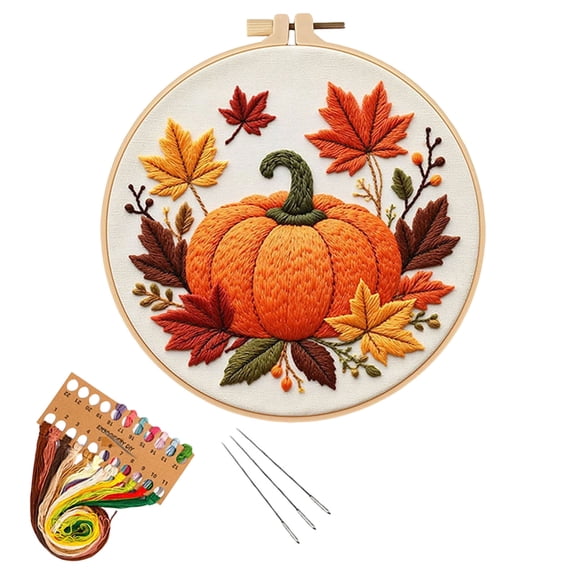NKOOGH DIY Pumpkin Embroidery Kit for Beginners, 1PC