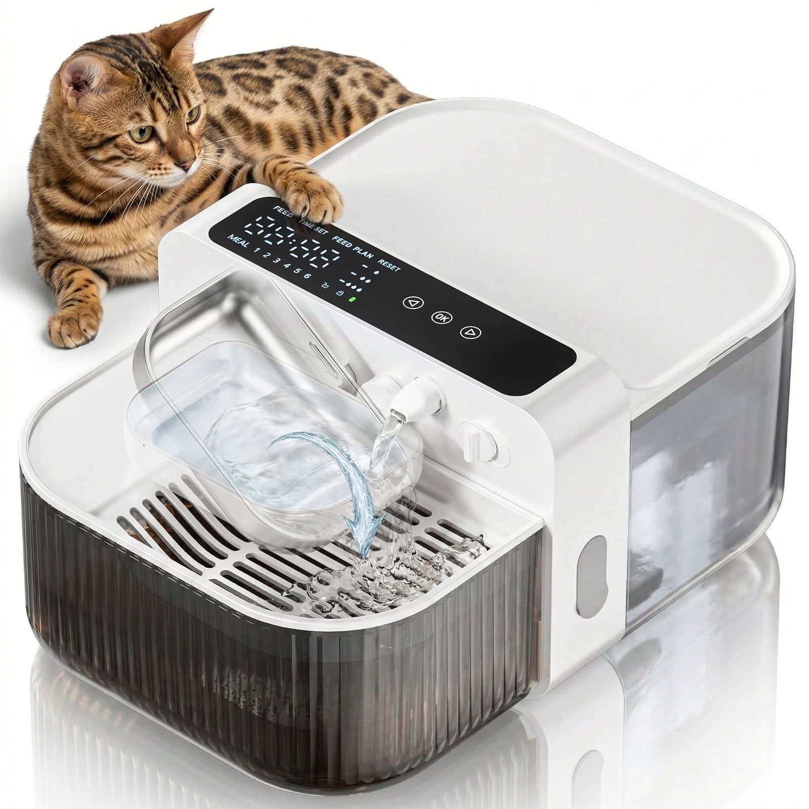 No-Filter Wireless Cat Water Fountain, 3.5L Stainless Steel Pet Fountain for Cats & Dogs – Wastewater Separation, Auto Refill, Ultra-Quiet 2000mAh Battery, Indoor Smart Water Dispenser
