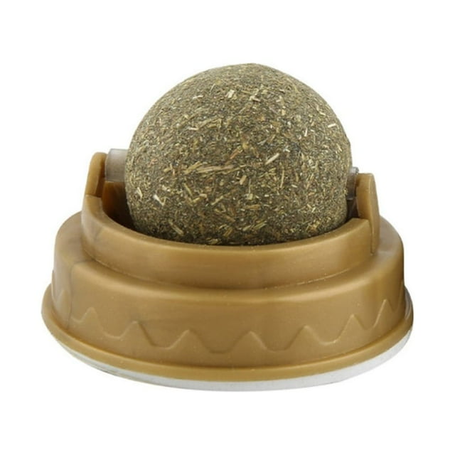 Jouets pour Chats Balle Menthe pour Chat Rotation Balle Murale d'Herbe à Chat Collations à Lécher Rafraîchir l'Haleine Enlever les Poils Balles Accessoires pour Chats Fournitures pour Animaux Balle Rotative