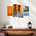 thumbnail image 2 of Elephant Stock Quaint Street Bicycle Wall Art - Horizontal Multi Panel Canvas - Living Room Wall Decor - Transportation Multi Panel - Orange And Gray Decor - 24" x 14", 2 of 4