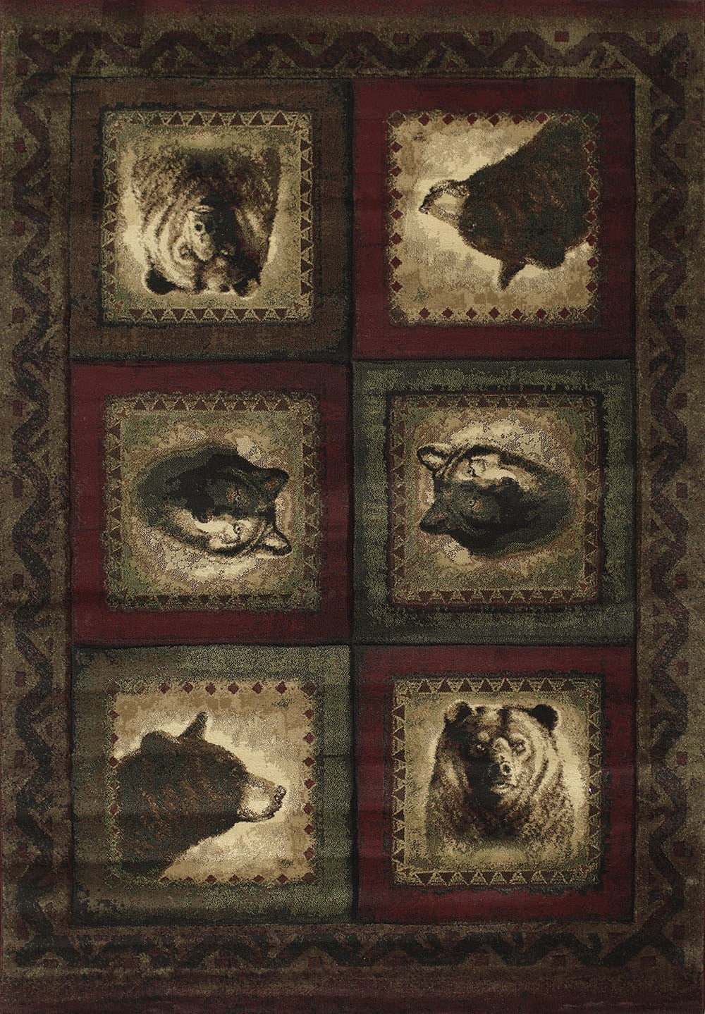 United Weavers Contours Lodge Area Rug 51227234 Bears & Wolf Burgundy