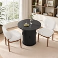 thumbnail image 3 of Hawsaiy 3-Piece Dining Table Set for 2, 31.5" Round Kitchen Table with Boucle Upholstered Dining Chairs, Small Space Dining Set with Sliding Storage Base, Modern Farmhouse Dining Set, 3 of 13