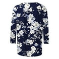 thumbnail image 4 of YOTAMI 3/4 Sleeve Tops for Women Plus Size Crew Neck Summer Casual Blouses Fashion Floral Print Loose Fit Pullover Tops Blouses Black, 4 of 5