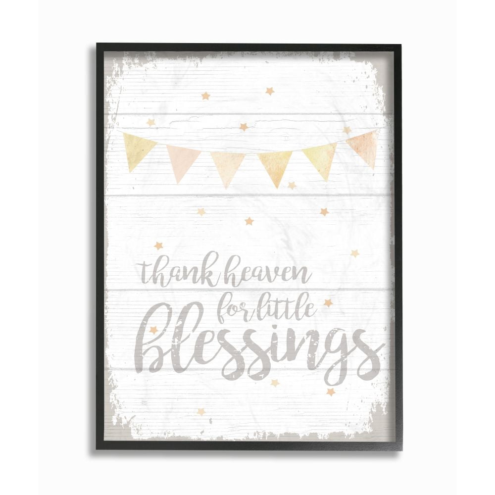 The Kids Room by Stupell Thank Heaven Blessing Yellow Kids Word Design Framed Wall Art by Daphne Polselli