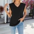 thumbnail image 7 of Scyoekwg Womens Tank Tops V-Neck Basic Tank Tops Sling Shirts Casual Ladies Tops Solid Color Comfy Sleeveless Tops Summer Loose Blouses (Black,XXL), 7 of 7