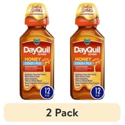 (2 pack) Vicks DayQuil SEVERE Cold & Flu Liquid, Cold and Flu Medicine for Adults, Honey, 12 fl oz