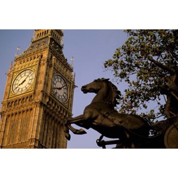 Big Ben Clock Tower London England Canvas Art - Walter Bibikow  DanitaDelimont (36 x 24)