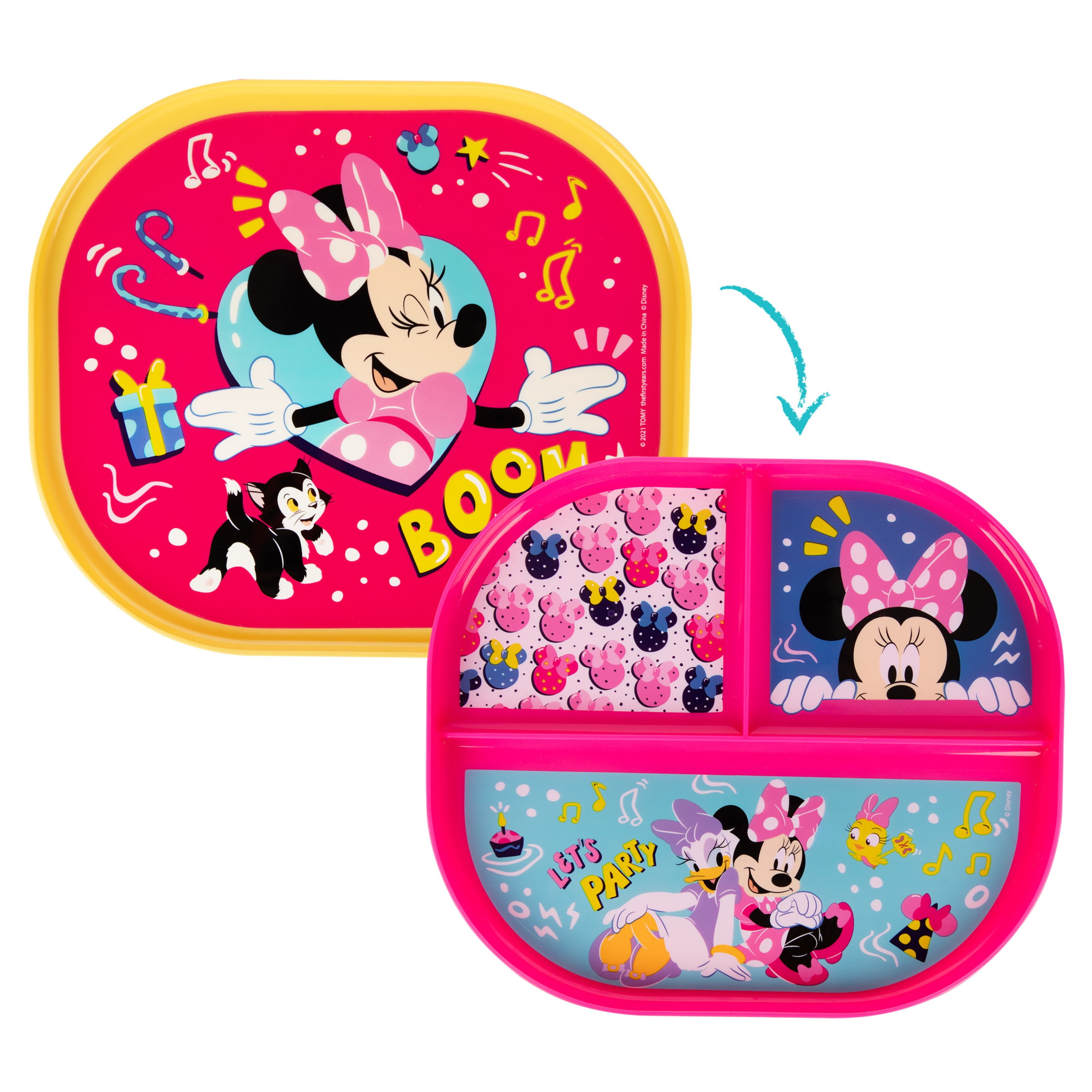 Disney Minnie Mouse 2-Sided Plate - Dishwasher Safe Toddler Plate