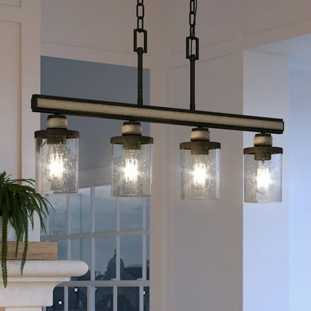 

Luxury New Traditional Indoor Chandelier 10 H x 30 W with Modern Farmhouse Style Elements Scandinavian Design Olde Iron Finish and Seedy Glass UEX2371