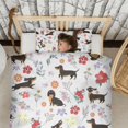 thumbnail image 3 of Dachshunds with Flowers Duvet Cover and Pillowcase Set for Single Bedding, Bedroom Accessories for Kids Teens, 3 of 5