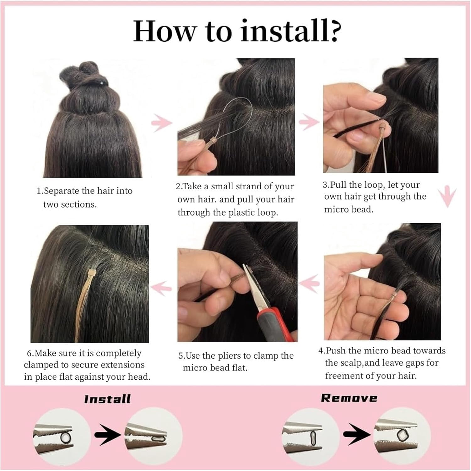 Aorsher Microlink Hair Extensions Human Hair Micro Beads Hair Extensions Remy Hair 24Inch Black Virgin Straight Micro Loop Hair Extensions for Women 100Strands 50g