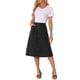 thumbnail image 2 of Faldas Midi INSPIRE CHIC para Mujeres, Casual, Cintura Alta Elástica, con Botones, Plisadas, en Línea A, Vestido con Bolsillos, S Negro, 2 of 6