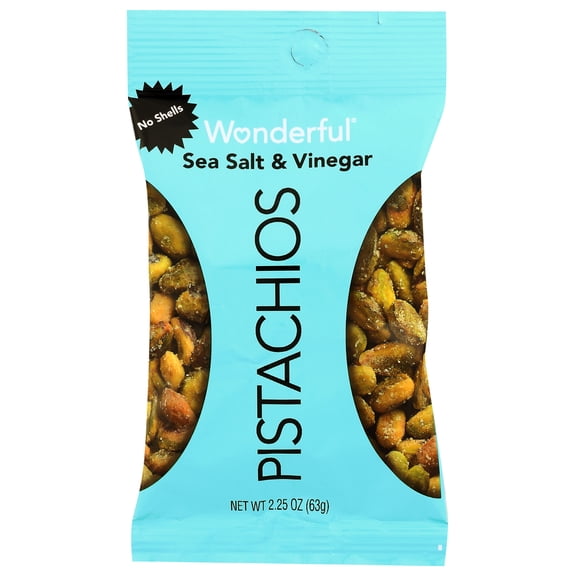 Pack of 8, Wonderful Pistachios Sea Salt & Vinegar, 2.25 oz