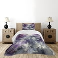 thumbnail image 2 of Ambesonne Purple Quilted Bedspread Set 2 Pcs, Abstract Crystal Cave Art, Twin Size, Violet Pale Grey Dimgray, 2 of 4