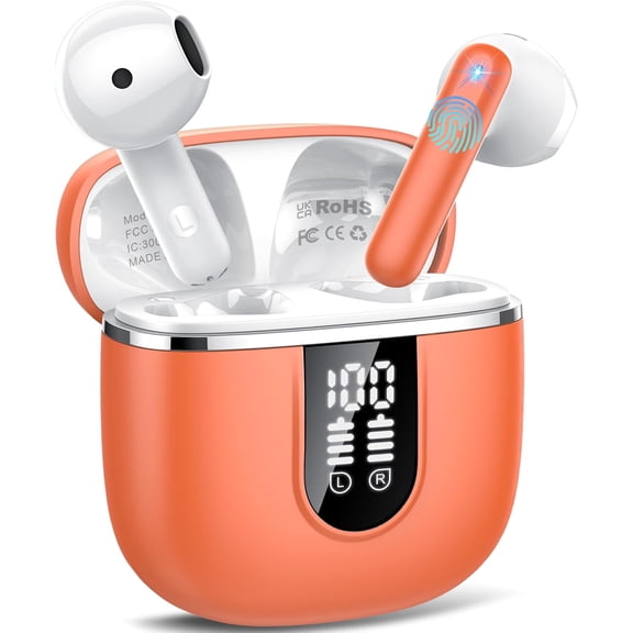Wireless Earbuds, Bluetooth Headphones with 3D Bass Stereo Sound, In-Ear Buds with ENC Noise Cancelling Mic, Ultralight Bluetooth Earbuds USB-C
