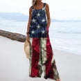 thumbnail image 6 of Sale of The Day Prime Today! JURANMO Women's Jumpsuits 4th of July Outfits Fashion Usa Flag Print Sleeveless Cute Wide Leg Onesie Pants with Pockets Beach Linen Long Romper Blue XL, 6 of 9