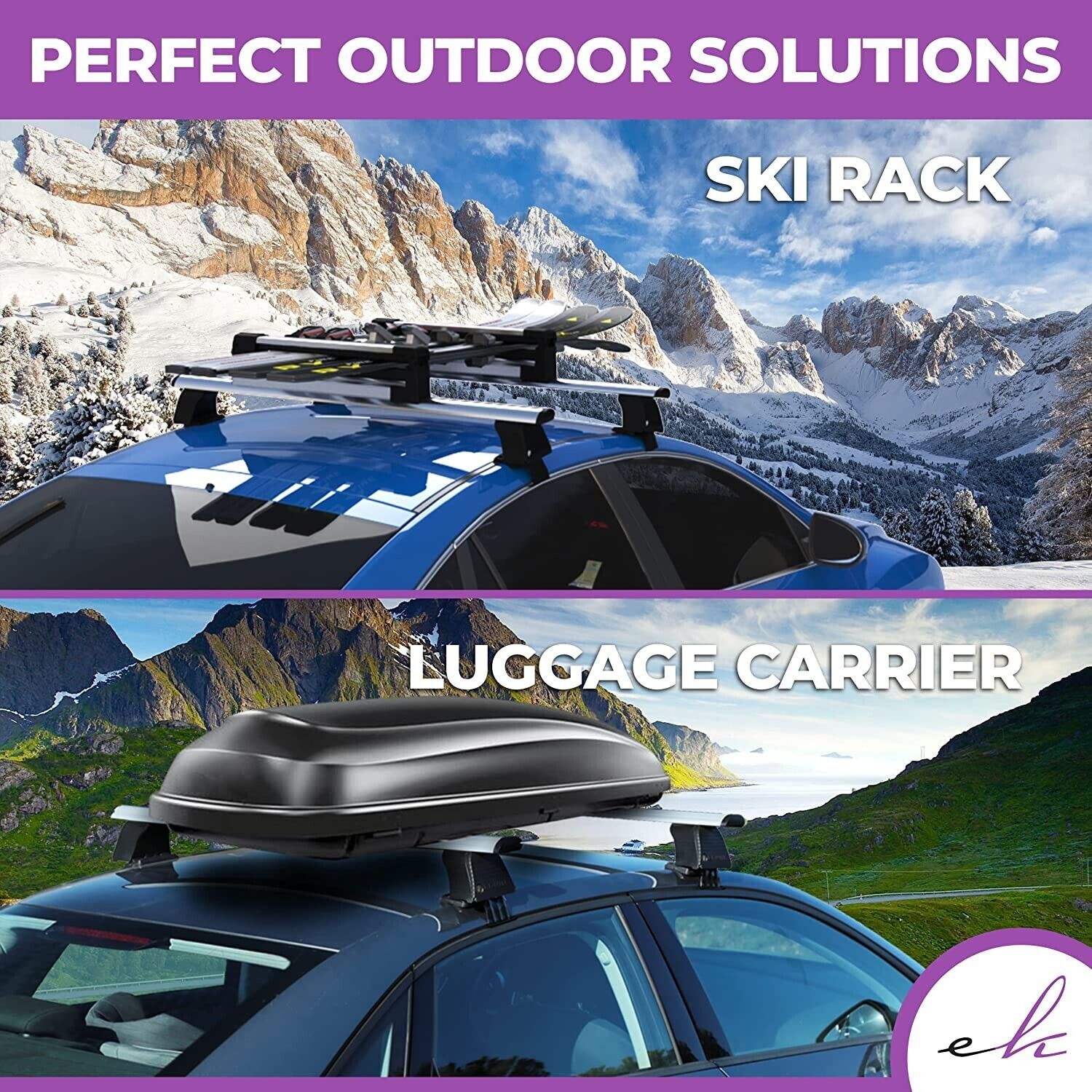 ERKUL Universal Roof Rack Cross Bars for Naked Roofs Adjustable With Sedan & SUVs Models - image 5 of 9