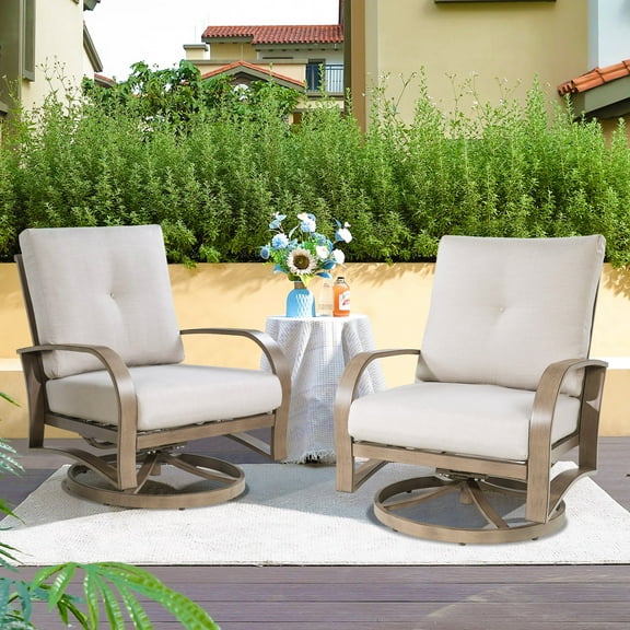 Ulax Furniture Patio Aluminum Swivel Club Chairs Indoor/Outdoor Conversation Seating with Sunbrella® Cushions (Set of 2 )