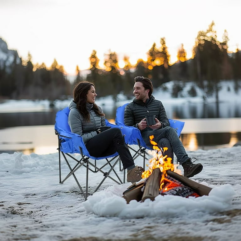 NAIZEA Set of 2 Oversized Heated Camping Chair Patio Lounge Chairs with 3 Heat Levels Portable Folding Heated Chair Round Moon Saucer Folding Lawn Chair Outdoor Chair for Camping Lounge Patio Walmart....
