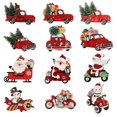 thumbnail image 1 of Yuarrent 12 Uds. Colgantes para árboles de Navidad, adornos para árboles de Navidad de madera, artesanías colgantes, decoración de camiones para la Kits de decoración para fiestas Yuarrent HA013118-00, 1 of 6