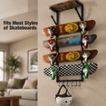 Skateboard Wall Mount Rack, 5 Layer Holder with Top Shelf for Gear ...