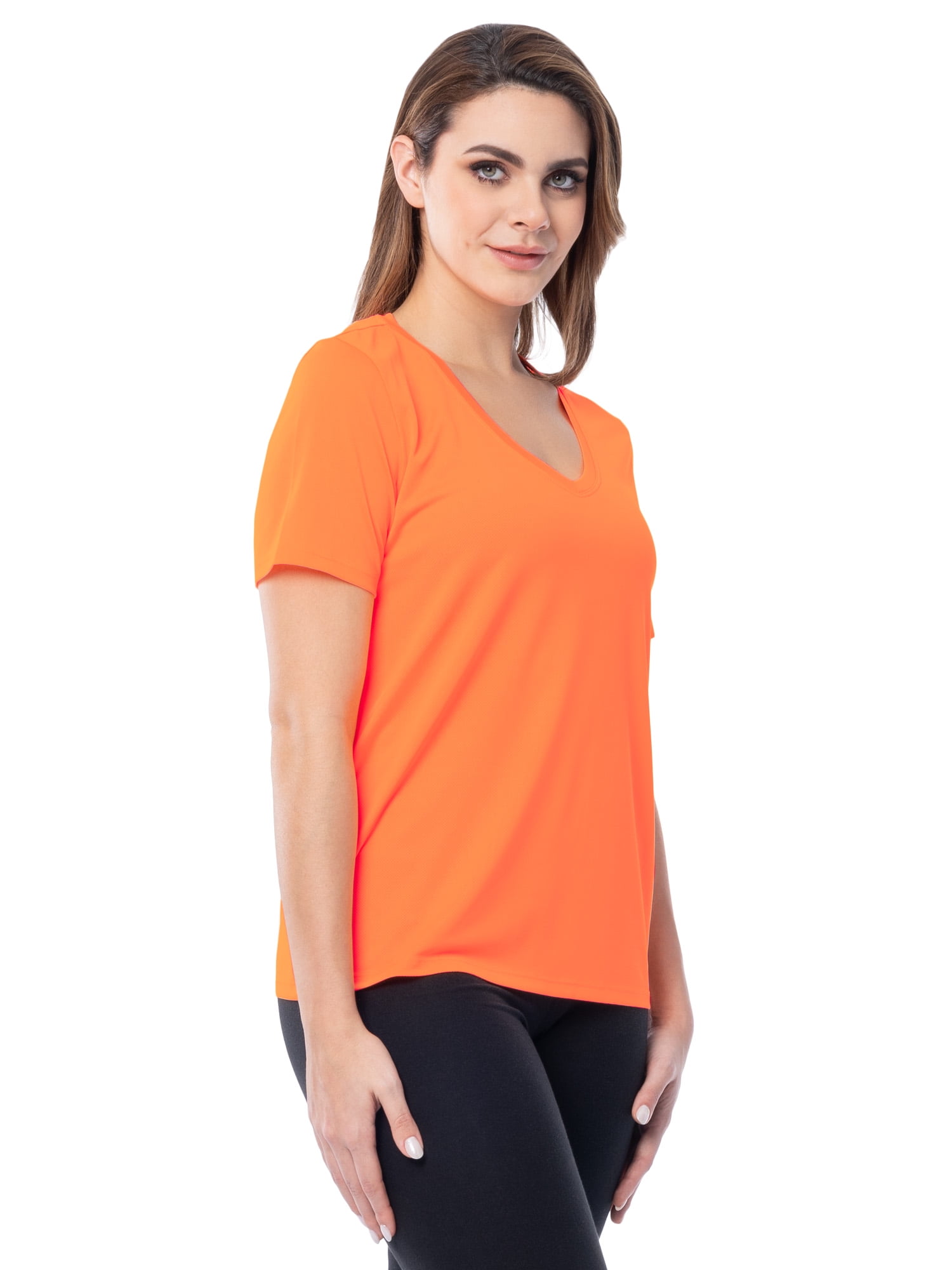 Athletic Works Women's Active Texture Knit V-Neck Tee, Sizes XS-XXXL