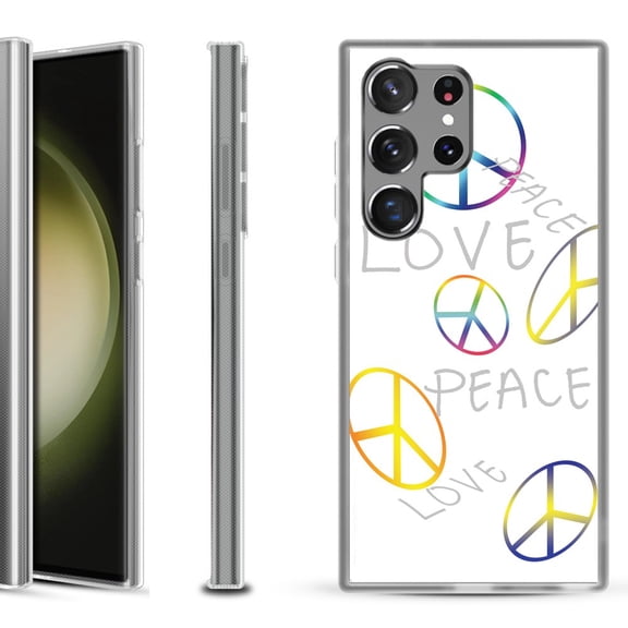 Shockproof Gel Phone Case for Samsung Galaxy S23 Ultra 5G, by OneToughShield ® - Love/Peace