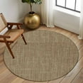 thumbnail image 3 of Vintage Brown Large Area Rugs for Bedroom Living Room, Soft Non Slip Carpet Bedside Rug, Farmhouse Retro Dark Solid Color Linen Texture Round Floor Cover Kitchen Accent Rug 8' for Dining Room/Office, 3 of 9