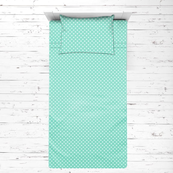 Bacati - Pin Dots Mint Green Toddler Bedding/Sheet Set 100% Cotton Percale