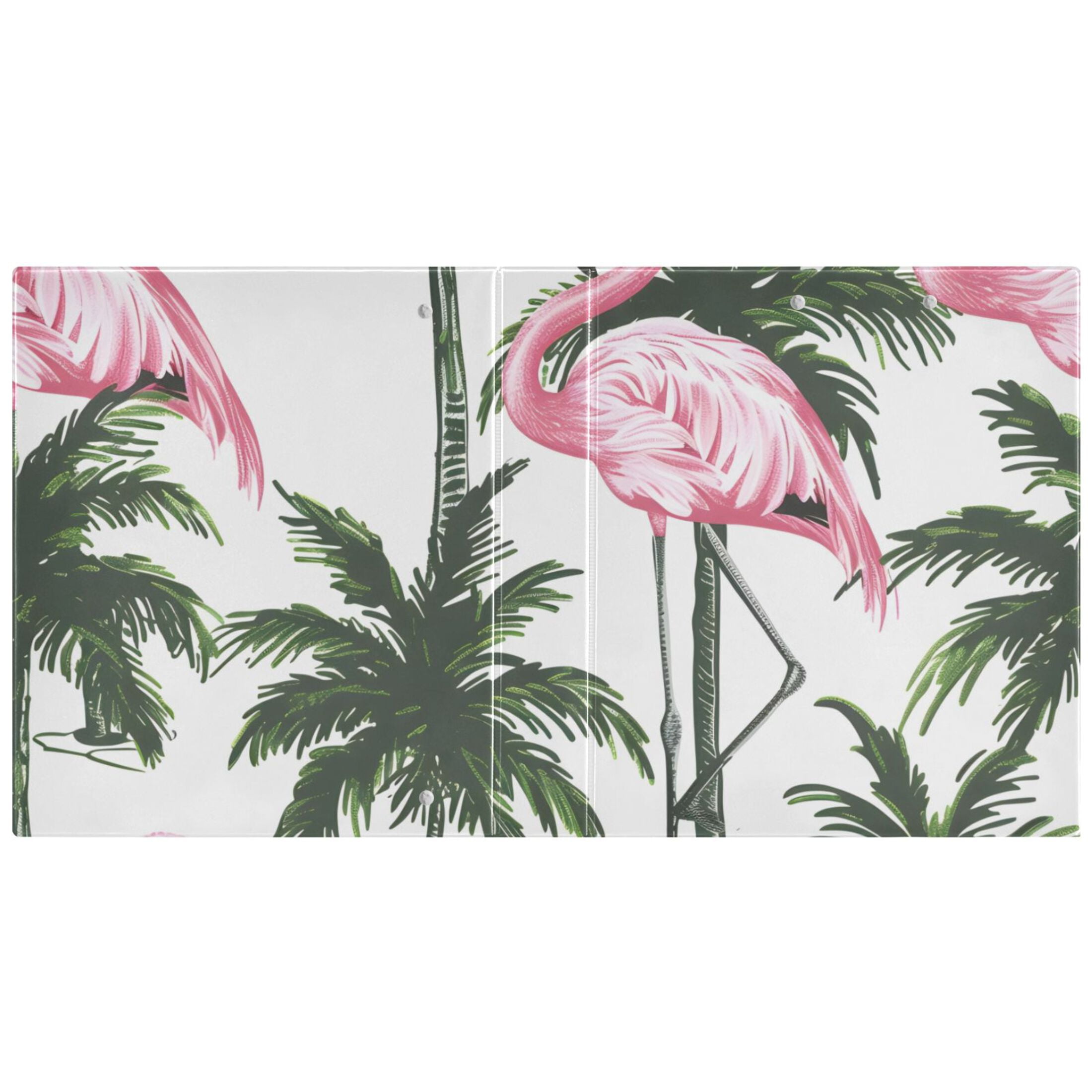 Flamingo with Palm Trees 3 Ring Binders 1.5 inch Hardcover File Folders with Interior Pockets A4 Size Organizer for School Office Hospital