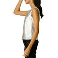 thumbnail image 5 of MODA NOVA Juniors U Neck Sleeveless Stretchy Slim Fit Metallic Tank Tops, 5 of 7