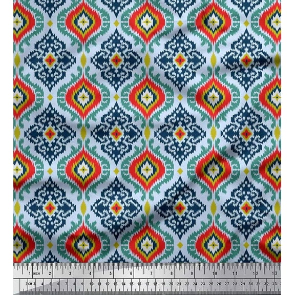 Soimoi Cotton Duck Fabric Ogee Damask Print Fabric by Yard 42 Inch Wide