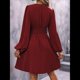 thumbnail image 5 of Vestido Elegante para Mujer, Cuello en V, Larga, Cintura Alta, Corte Holgado, para Fiesta de Graduación, Cóctel, Corto Vino Tinto XL, 5 of 7
