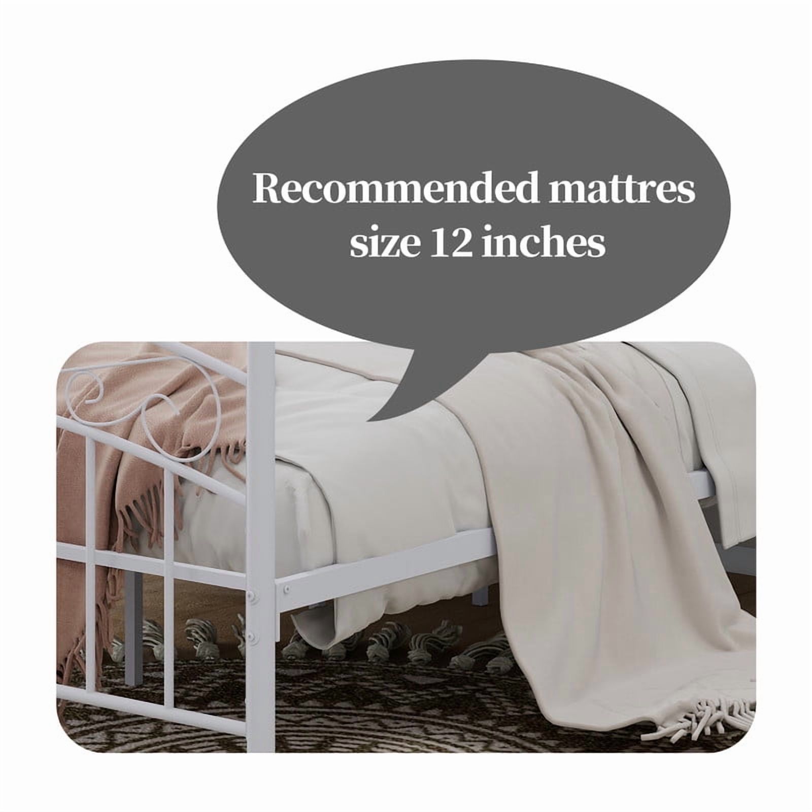 Caxkun Queen Size Canopy Bed Frame Four-Poster Metal Platform Bed with Headboard and Footboard Sturdy Heavy Duty Steel Slat Support,White