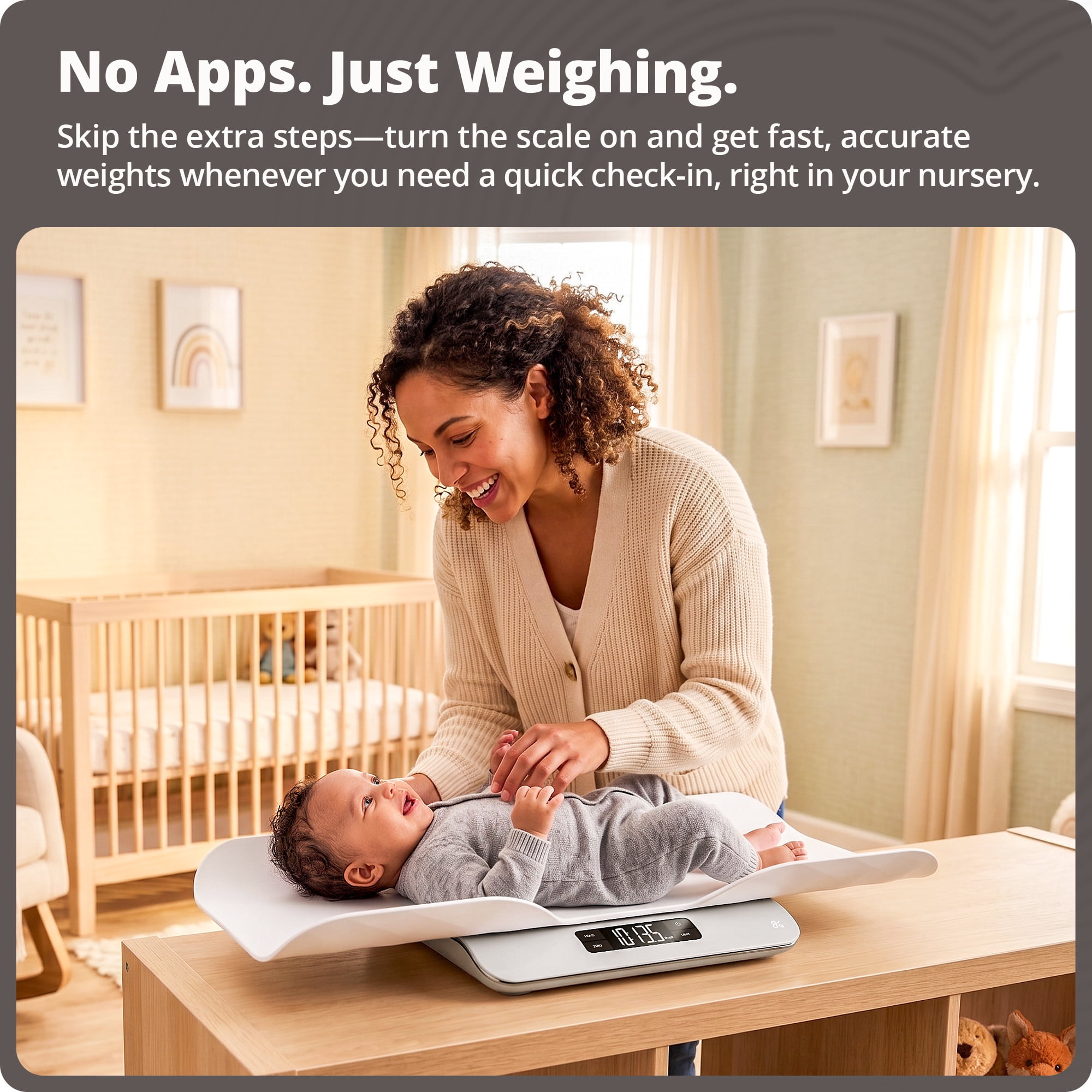 Greater Goods Digital Baby Scale with In-House Algorithm for Wiggly Babies, Infants, and Toddlers
