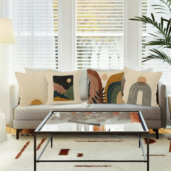 18x18 Pillow Cover Set of 4, Boho Chic Pattern Plush Decorative Holiday Throw Pillow Cover Cases for Home Sofa Couch ( Covers)