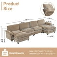 thumbnail image 3 of Ktaxon 157" W Sectional Sofa U Shaped Couch with Double Chaise Teddy Velvet Sleeper Set with 4 Oversized Seats Light Brown, 3 of 11