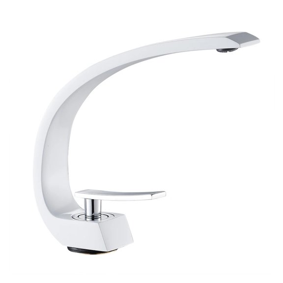 Bathroom Faucet Deck Mounted Single Handle Basin Faucets, Cold/Hot Mixer Curved Basin Sink Tap for Kitchen Bathroom Accessories