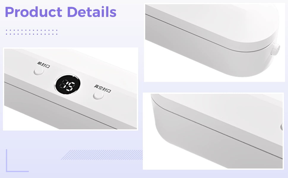 Compact Food Vacuum Sealer for Food Preservation, Automatic Vacuum Sealer for Plastic Bags, Including 110 Sealing Bags, One-Button Operation, 60Kpa Vacuum, Keeps Food Fresh for Longer