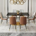 thumbnail image 5 of SUDICA 63" Glass Dining Table Set for 6, Gray-Brown PU Chairs, Gold Base for Villa Dining Room, 5 of 7
