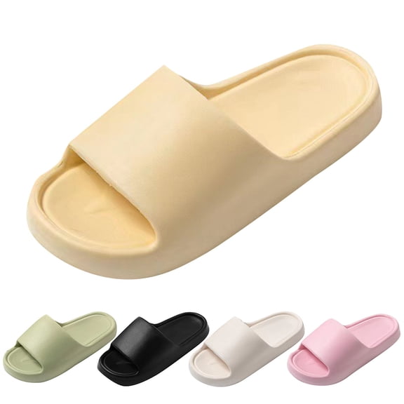 Modstep Cloud Slippers for Women and Men Pillow Shower Non Slip Slides Shoes Soft Thick Sole Quick Drying Dorm Bathroom Sandals Black 10