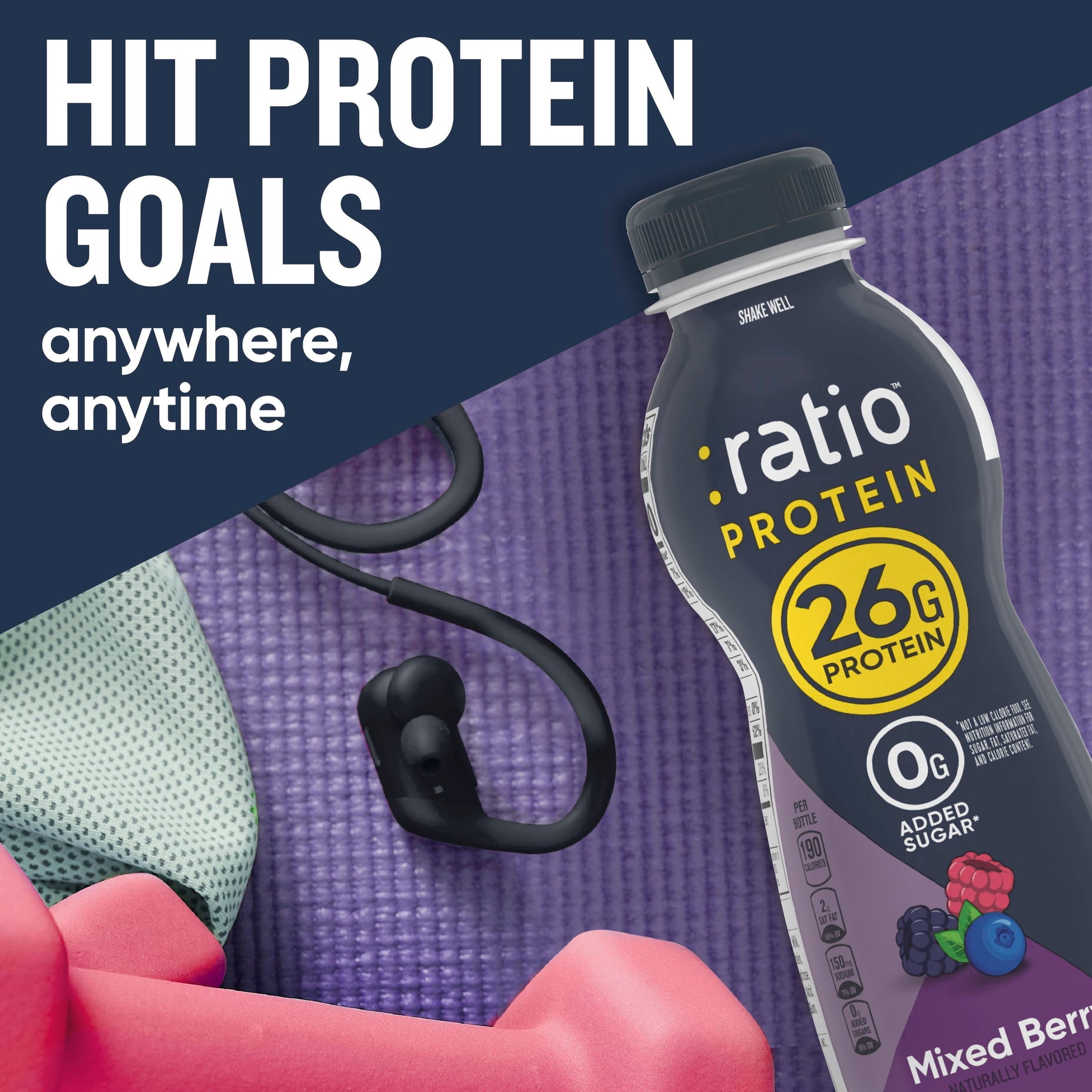 Ratio Protein Dairy Drink, Mixed Berry, 26g Protein, 10.8 fl oz