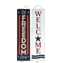 TX USA Patriotic Reversible Porch Sign