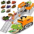 thumbnail image 1 of Pista de juguete BAODLON Camión transportador de dinosaurios con 8 autos, 1 of 7