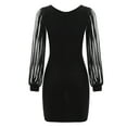 thumbnail image 6 of Huowey Women'S Sequin Mini Dresses Slim Fit V-Neck Fringed Long Sleeve Glitter Shiny Sparkling Cold Shoulder Bodycon Dress Party Club A Line Skater Dresses,Black,XXL, 6 of 9