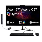 Acer Aspire C27 Ryzen 5 7430U 8GB DDR4 512GB SSD 27in FHD AIO Win11Pro w/Mouse & KB
