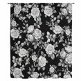 thumbnail image 2 of Black Rose Sheer Curtains 45 Inches Long, Vintage Pastoral Botanical Floral Leaves Vines Light Filering Curtains, Breathable Simi Curtain Privacy Drapes for Kitchen Bathroom Small Window Treatment, 2 of 9