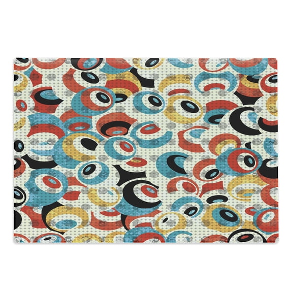 Psychedelic Cutting Board, Retro Theme Circle Pattern Evil Eyes Design Techno Trance Design Art Print, Decorative Tempered Glass Cutting and Serving Board, Large Size, Multicolor, by Ambesonne