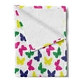 thumbnail image 2 of Modern Soft Flannel Fleece Throw Blanket, Rainbow Colorful Butterfly Romantic Kids Children Artwork, Cozy Plush for Indoor and Outdoor Use, 50" x 60", Dark Blue Yellow, by Ambesonne, 2 of 5