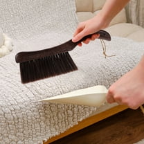 EXHUMKY 1Pcs Soft Hand Brush Cleaning Utility Tool with Curved Handle Brown Wood